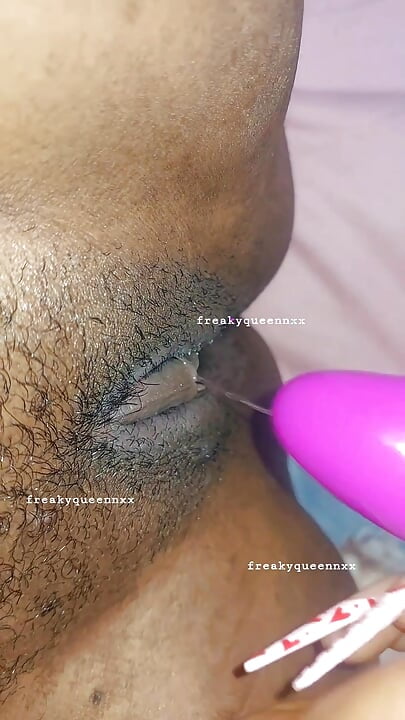 Solo Ebony masturbating with my vibrator and cum all over